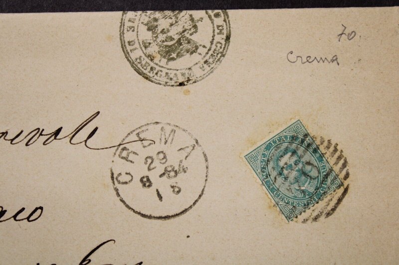 Italy 1884 Rural Cover to Cremona / Numeral 70 Cancel - T301