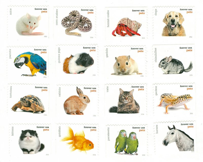 Scott 5110-5125 Forever Pets Mint NH (face $10.08) Scarce Modern Stamps!