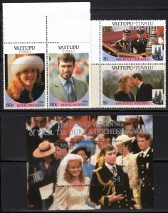 Vaitupu-Tuvalu 1986 ROYAL WEDDING ANDREW & SARAH 2 Pairs + 1 Souvenir Sheet MNH