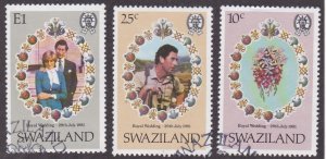 Swaziland # 382-384, Royal Wedding - Princess Diana, Used