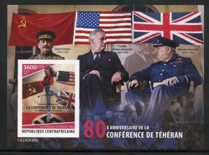 CENTRAL AFRICA  2023 80th ANN OF TEHERAN CONFERENCE FDR CHURCHILL IMPERF S/S NH