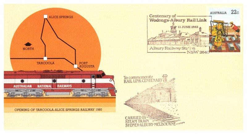 Australia, Postal Stationary, Worldwide First Day Cover, Trains