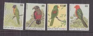 PAPUA NEW GUINEA, 1996 Parrots set of 4, mnh.