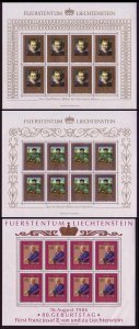 Liechtenstein Paintings in Metropolitan Museums 3 Sheetlets 1985 MNH