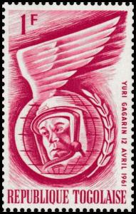 Togo Space Exploration Yuri Gagarin 1F single MNH 1961