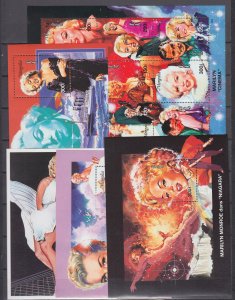 Z26a JL Stamps 1995 mongolia mnh s/s #2222-26 marilyn monroe