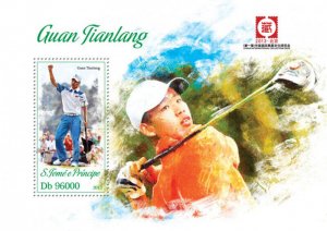 St Thomas - PGA Golf Player Guan Tianlang - Stamp S/S - ST13318b