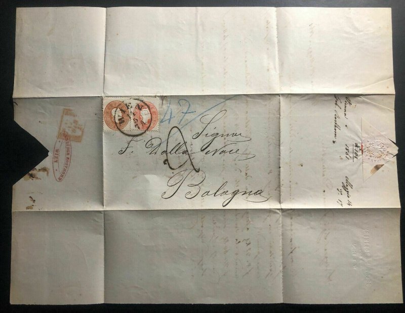 1861 Vienna Austria Vintage Letter Cover To Bologna Italy