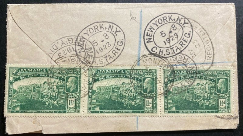 1925 Montego Bay Jamaica Registered Cover To New York Usa 