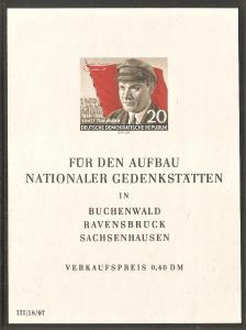 GERMANY DDR Sc# 288a MNH FVF Souvenir Sht Ernst Thalmann