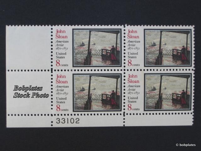 BOBPLATES #1433 John Sloan Upper Left Plate Block 33125  F-VF NH SCV=$1