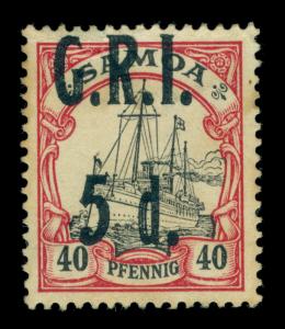 German Colonies - SAMOA 1914 Yacht G.R.I. surch. 5d /40pf lake  Sc# 107 mint MH