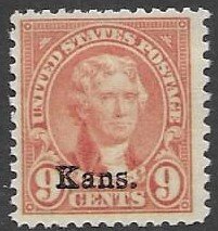 US  667   1929   9 cents   FVF  NH  Kans.