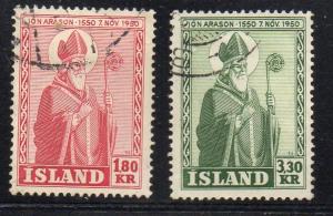 Iceland Sc 269-70 1950 Bishop Arason stamp set used