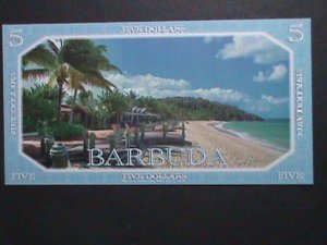 ​BARBUDA -COLLECTIBLE FIVE DOLLARS UNCIRCULATED-POLYMAR-NOTE VERY FINE