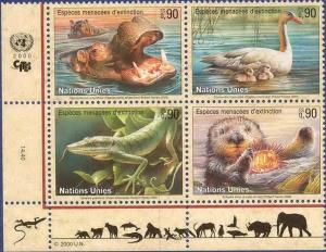 UN Geneva 2000 Sc# 352-5 Mi # 385/8 EndangeredSpecies MNH**