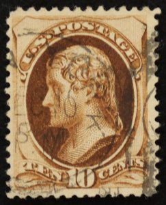 U.S. Used Stamp Scott #150 10c Jefferson. Spectacular CDS Cancel. Choice!