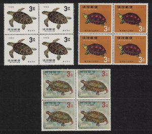 Ryukyu Turtles 3v Blocks of 4 1965 MNH SC#136-138 SG#171-173