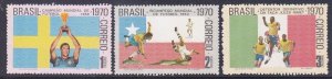 Brazil 1167-69 MNH 1970 9th World Soccer Championship Jules Rimet Cup 1cr-3cr VF