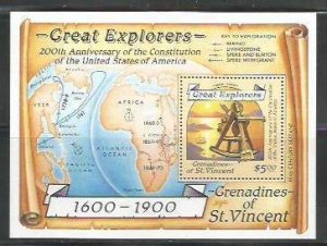 ST. VINCENT GRENADINES - Const. of USA - Perf Souv Sheet - Mint Never Hinged