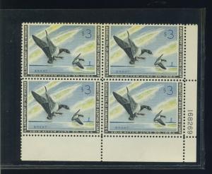 Scott #RW30 Federal Duck Mint Plate block of 4 Stamps  NH (Stock #RW30-pb1)