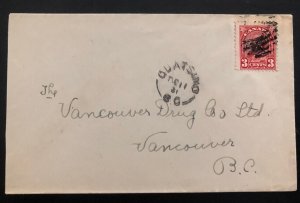 1931 Quatsino Canada cover To Vancouver Split Ring Cancel