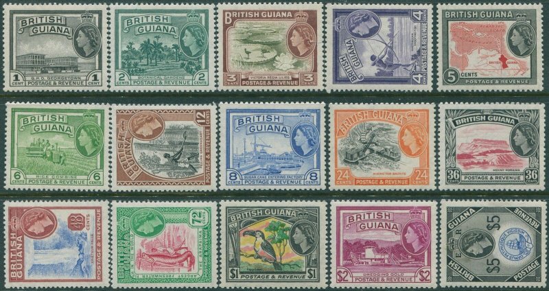 British Guiana 1954 SG331-345 Scenes Fish Bird set MLH