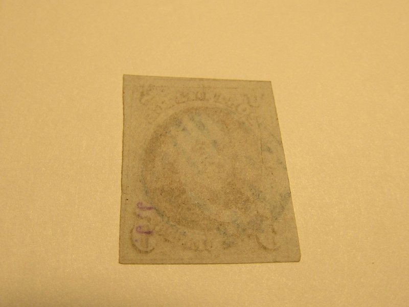 US Stamps Scott #1 Used 1847, Alan Miller Certificate, Blue Grid Cancel, SCV 475