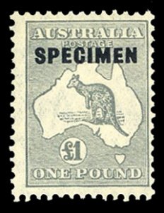 Australia #128S, 1931-36 £1 gray, overprinted Specimen, never hinged