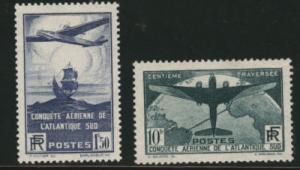 FRANCE Scott C16-17 MH* 1936 airmail set CV$307.50,  YT 3...