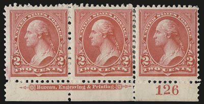 251 Mint,OG,HR... Imprint/Plate# strip of 3... SCV $1,600.00