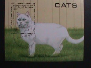 SOMALIA-1997-LOVELY BEAUTIFUL CAT S/S VF- WITH CLEAR FANCY FIRST DAY CANCEL