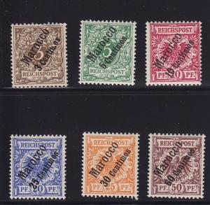 Morocco Scott # 1- 6 VF OG lightly hinged nice color cv $ 85 ! see pic !