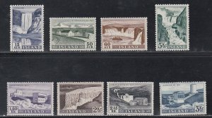 Iceland # 289-296, Waterfalls,  Power Plant, Mint Hinged, 1/3 Cat.