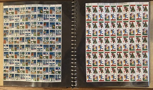 38 Different MNH Christmas Seal Sheets in album - See all scans - Free Ship