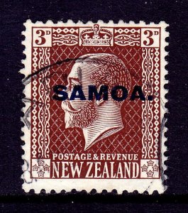 SAMOA — SCOTT 131 — 1919 3d CHOCOLATE KGV, TYPOGRAPHED — USED —SCV $22