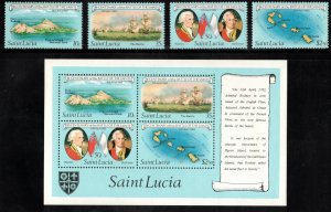 ST. LUCIA 1982 Battle of the Saints Anniversary; Scott 583-86, 586a; MNH