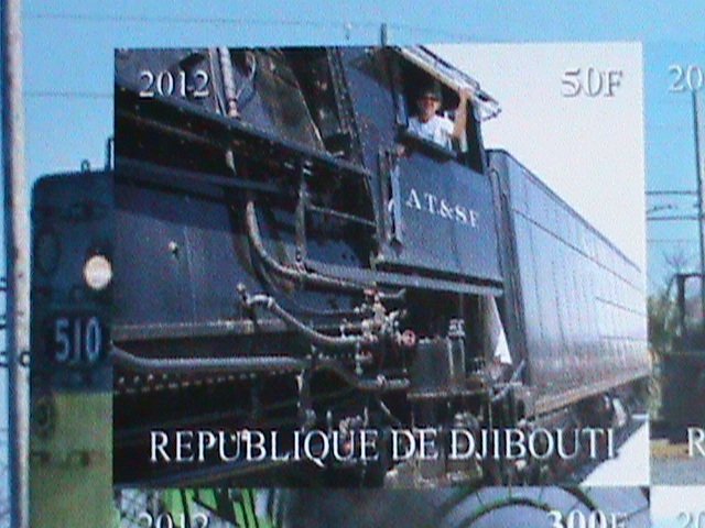 ​DJIBOUTI STAMP-2012 WORLD FAMOUS TRAINS RARE MNH IMPERF:  SHEET VERY FINE