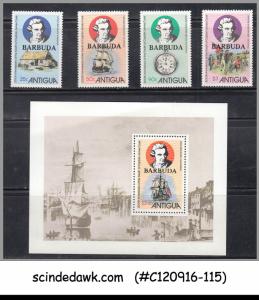 BARBUDA - 1979 DEATH BICENTENARY OF CAPTAIN COOK SET OF 4-stamps & 1-M/S MNH