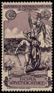 Vintage Italy Poster Stamp 2 Centesimi Civil Preparedness Committee Of Catania