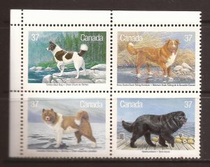 1988 Canada - Sc 1220a - MNH VF - Block of 4 - Dogs of Canada