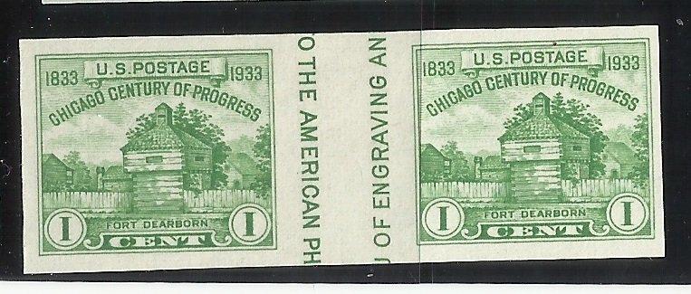 766a 1c Imperf Vert. Gutter Pair Unused NGAI F/VF Tiny hinge remnant, pencilling
