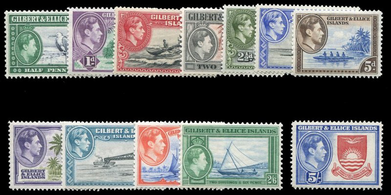 Gilbert and Ellice Islands #40-51 Cat$70, 1937 George VI, complete set, never...