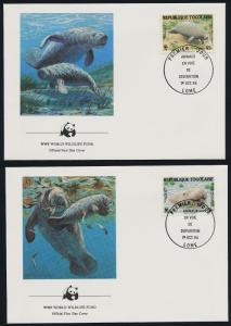 Togo 1241-4 on FDC's - WWF, Endangered Mammals, Manatee