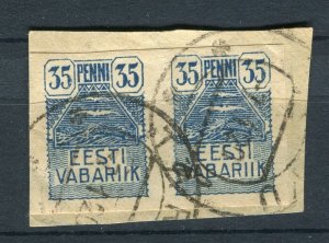 ESTONIA; 1919 early Pictorial Imperf issue fine used 35p. POSTMARK PIECE