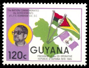 Guyana 1506, MNH, President L.F.S. Burnham In Memoriam, Flags