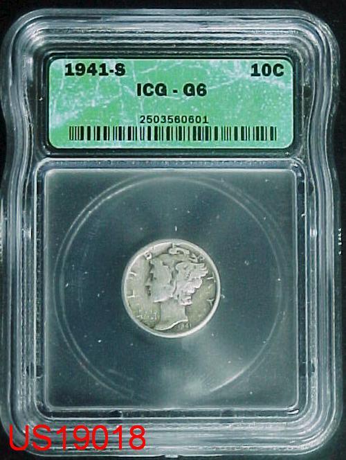 1941-S MERCURY DIME ICG G-6