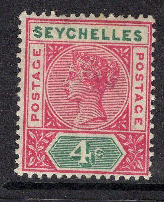 SEYCHELLES SG2 1890 4c CARMINE & GREEN DIE I MTD MINT