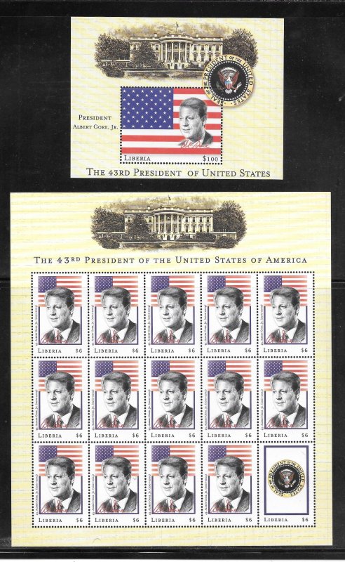 Liberia  2000 MH 43rd US President Bush & Al Gore 2 S/S & 2 Sheets Error (my609)