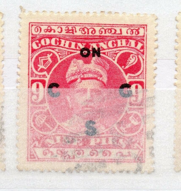 India Cochin 1919-33 Early Issue used Shade of 9p. Optd NW-15846